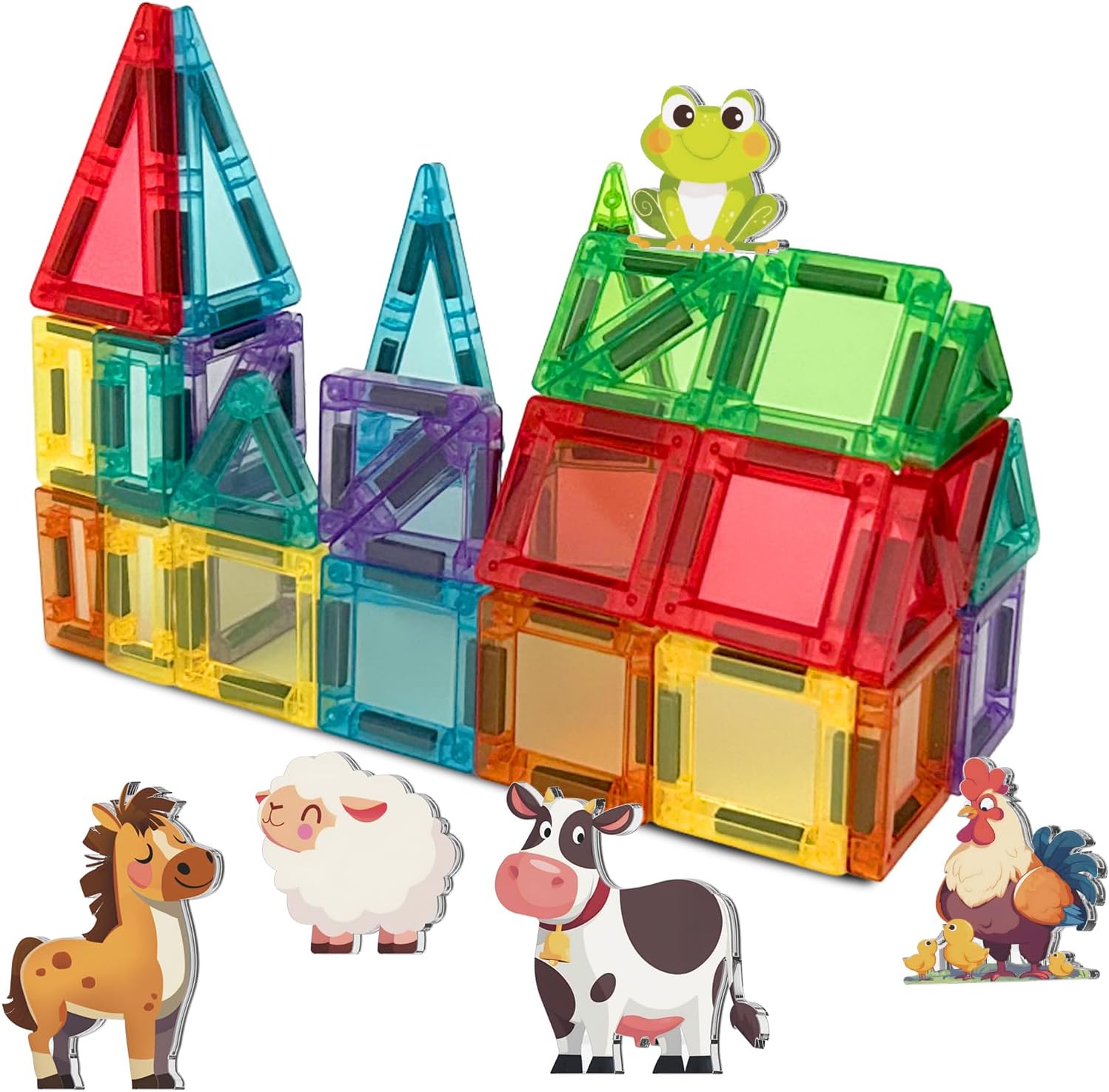 Home Decor Modern, Magnetic Tiles Set, 45pcs Farm Magnet Tiles with Iron Box, Farm Magnetic Building Tiles, Magnets Stacking Decoration, Decorations for Home