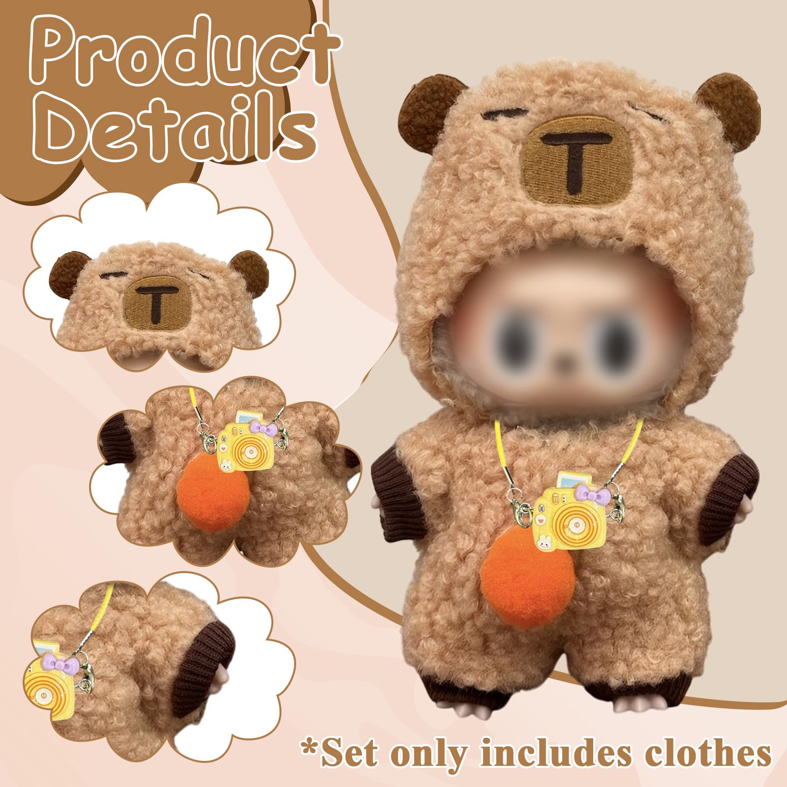 Labubu Puppenkleidung Set - Outfit Für 17 Cm Puppen Mit Pullover Mütze Accessoires Rot