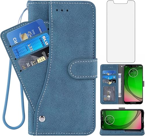 Miniatura 8 de Funda compatible con Moto G7 PlayMotoG7 Optimo XT1952DLTmobile Revvlry y protector de pantalla de vidrio templado con tapa para Motorola MotoG7Play