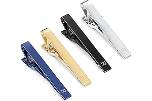 Personalized Engraved Tie Clip Set Of 4: Blue Gold Silver Black
