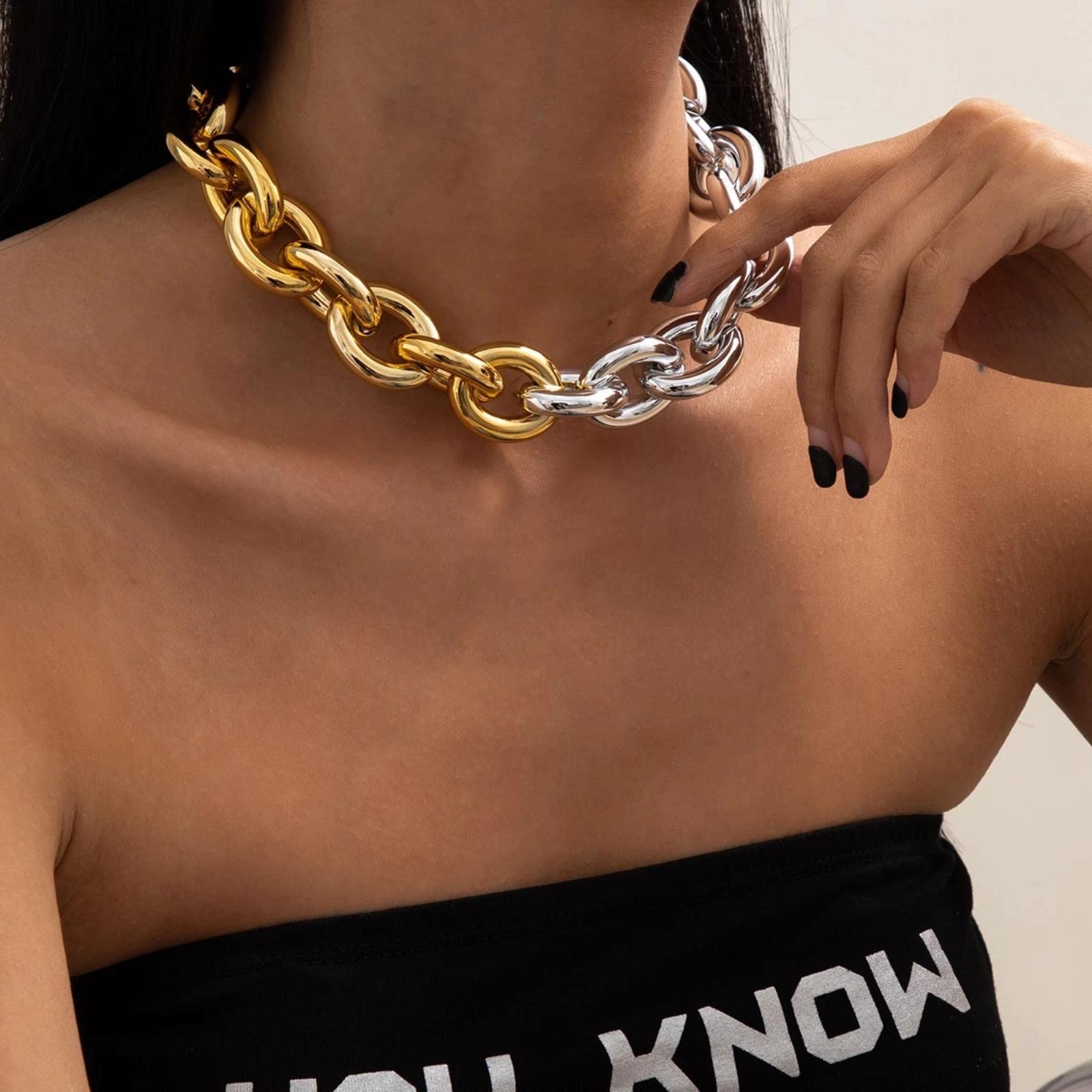 Mode Punk Choker Ketting Hip Hop Big Chunky Kleurrijke Zwart Roze Groen Wit Hars Ketting Vrouwen Sieraden Geschenken