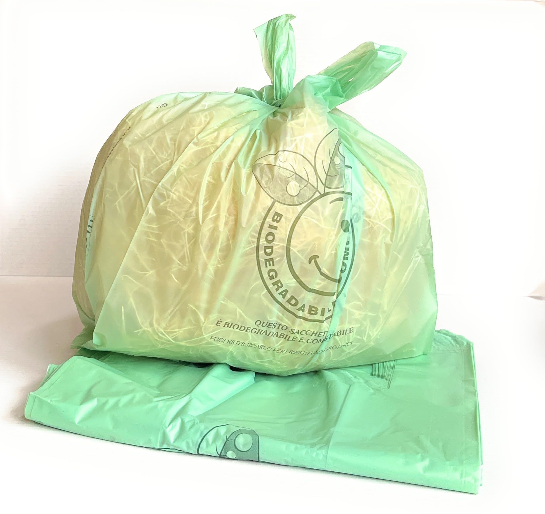 40/200 Sacchi Grandi 30L Biodegradabili e Compostabili per umido muniti di pratici manici 40+24x70 cm peso 38 grammi cadauno (200)