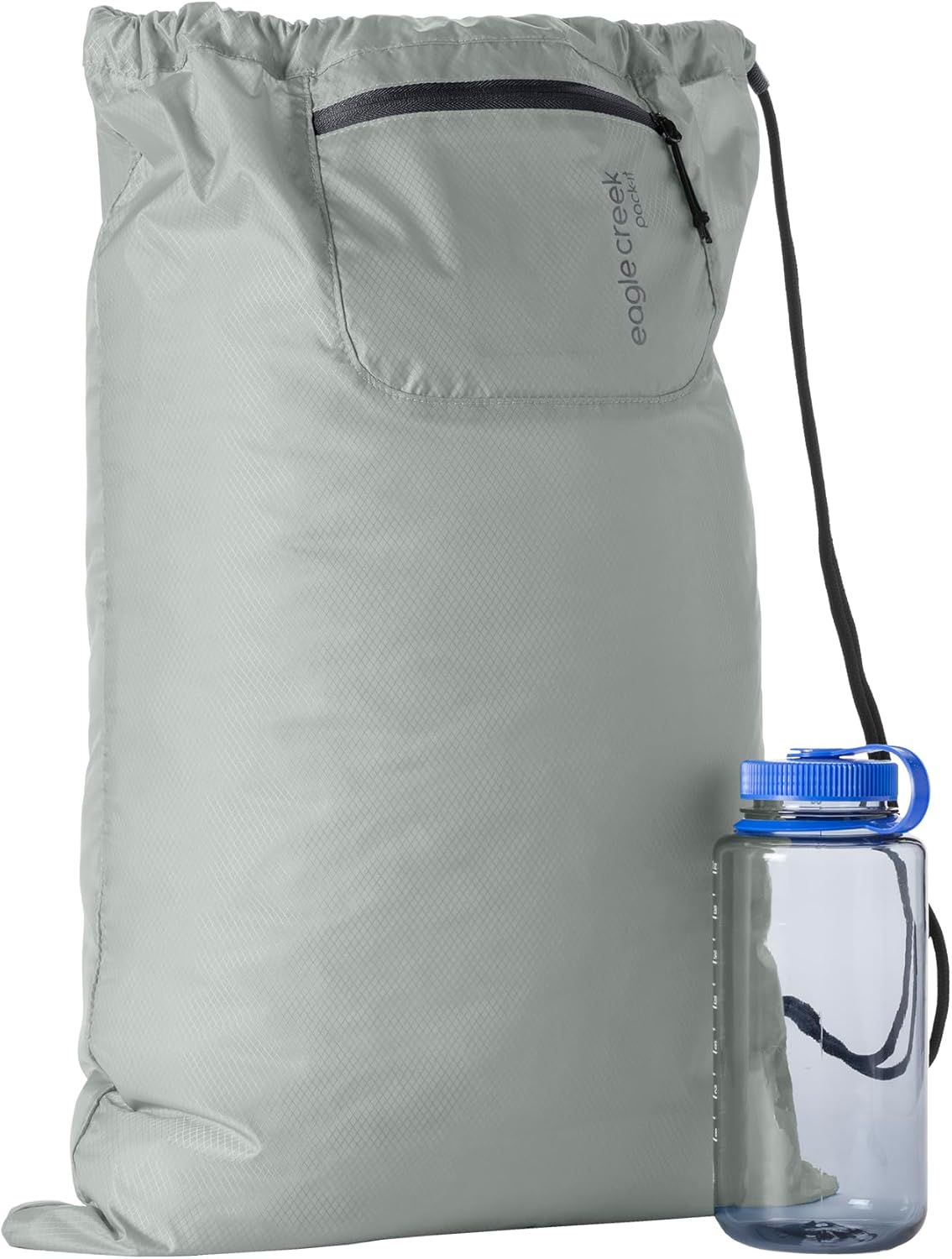 Eagle Creek Portable Laundry Sack - Packable Laundry Sack for Dirty Clothes - Lightweight & Portable - Recycled Materials - Drawstring Cinch Closure - Front Pocket Key Clip - Storm Grey