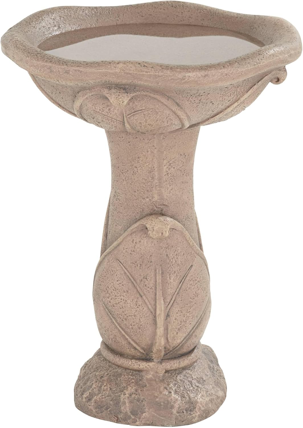 Missy Water Lily 23" High Large Rustic Outdoor Decor Light Brown Cement Floor Fountain Standing Bird Bath Bowl Water Feature for Outside Garden Patio Yard Backyard Porch Deck - John Timberland