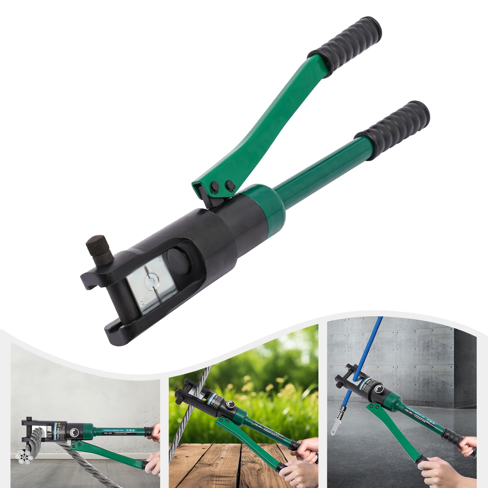 OUKANING Crimpadora hidráulica profesional 120KN, 11 matrices, incluye maletín, cabezal giratorio de 180° para terminales de cable y casquillos de cable, alicates de acero CR45 contra fugas de aceite