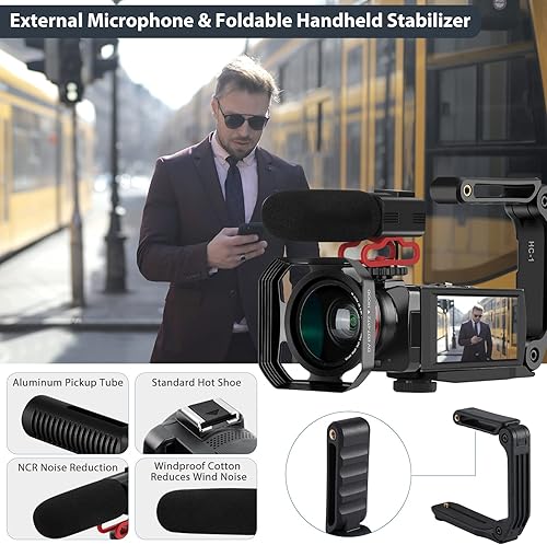 Miniatura 3 de ORDRO - Videocámara 4K, zoom digital de 30X, cámara de visión nocturna WiFi IR para YouTube, cámara de pantalla táctil de 3.5 pulgadas con tarjeta