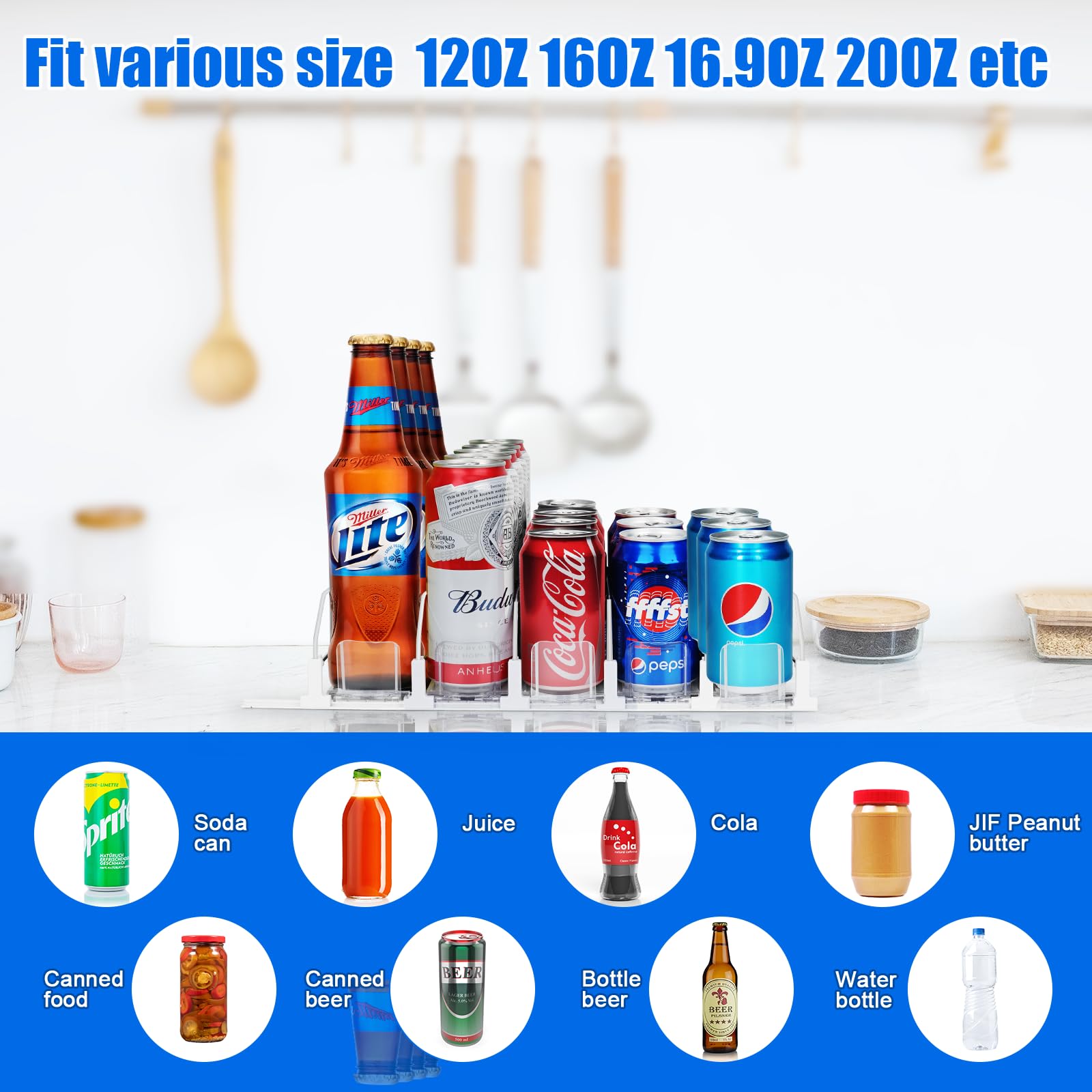 BestAlice Distributore Automatico Per Lattine Da Frigo - Organizer A Doppio Strato Pieghevole In Plastica Trasparente (35x18x10 Cm) - 5