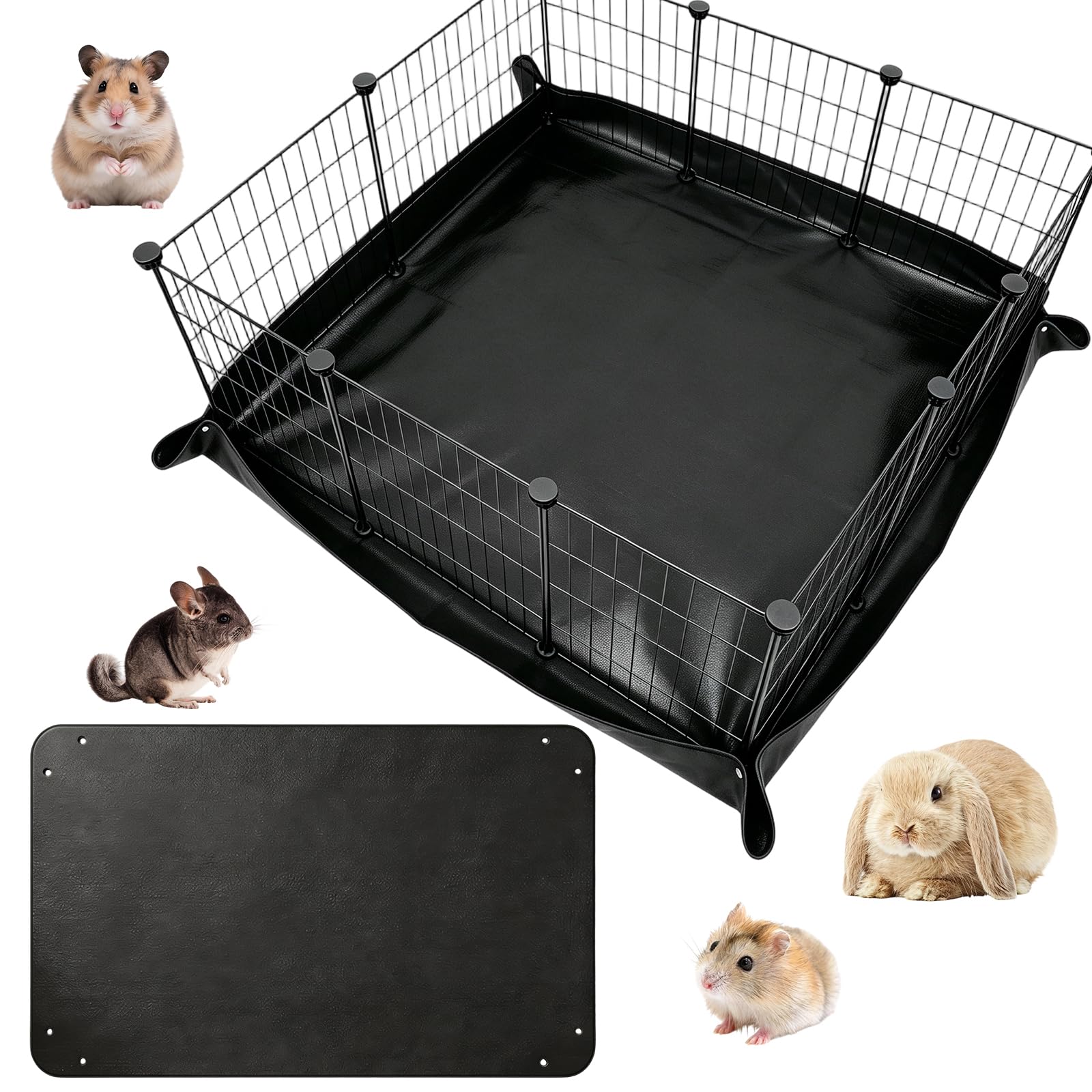 Guinea Pig Cage Liner 150x100cm,Black PVC Cage Liners