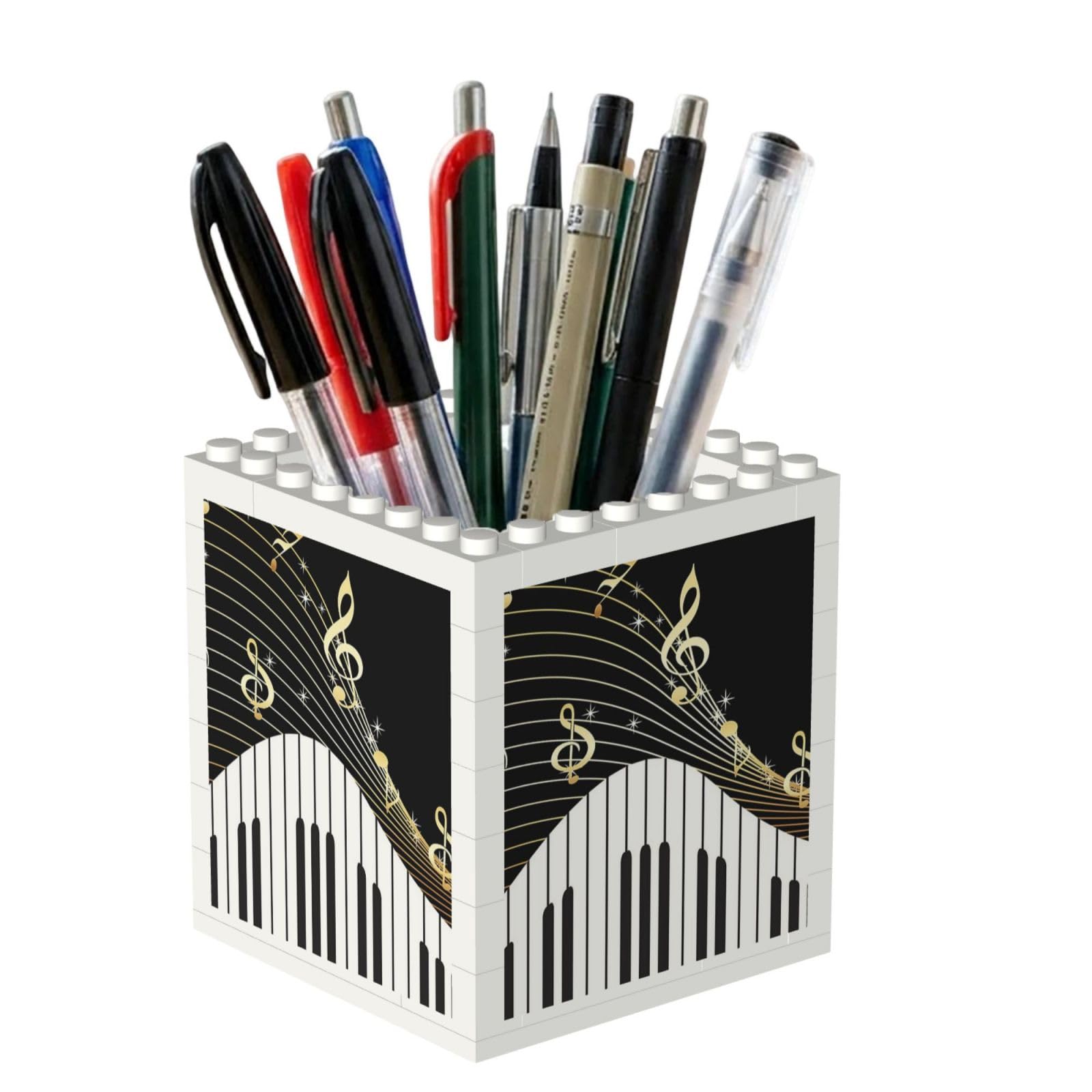 Poadnly Piano Keyboard Music Note, Pen Pot Pencil Holder for Office Home School, Compact Desk Organiser for Office Stationery