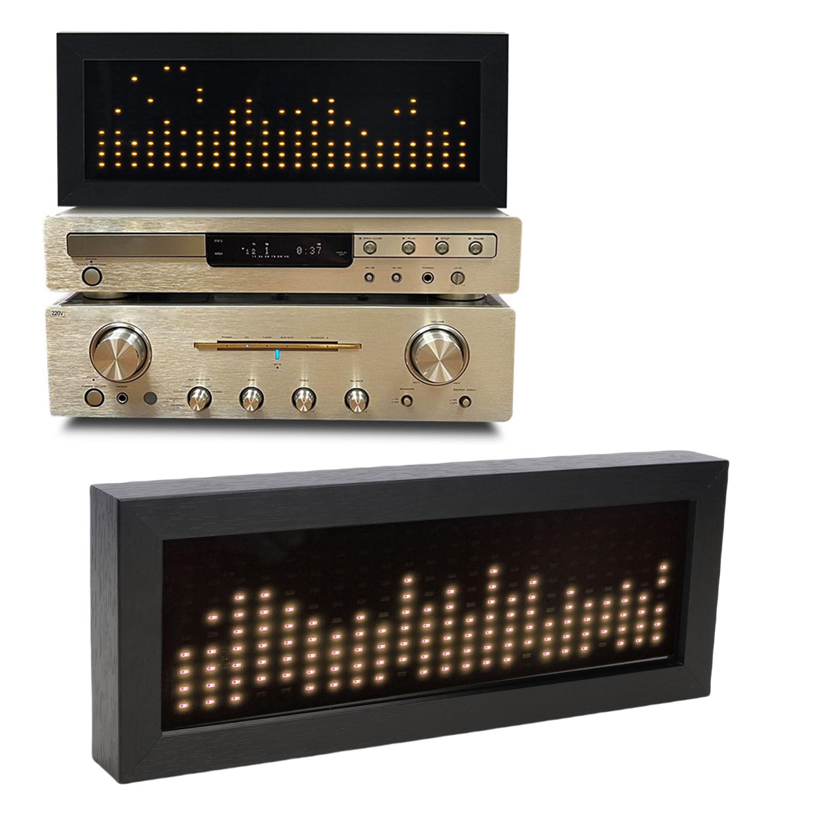 banapoy Musikspektrum-Rhythmuslicht, ARM-32-Bit-Prozessor, Dual-Mode-Musikspektrum-Display mit Mikrofon-Tonabnehmer und Kabelgebundenem Eingang, für Audiophile Heimstudios (Warmes Weiß)
