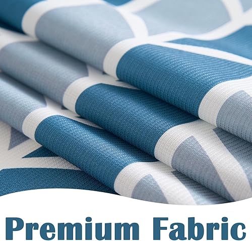 Miniatura 5 de JINCHAN Cortina de ducha geométrica azul y blanca con flecha de chevron, cortinas de ducha estilo granja para baño, moderna tela impermeable con 12