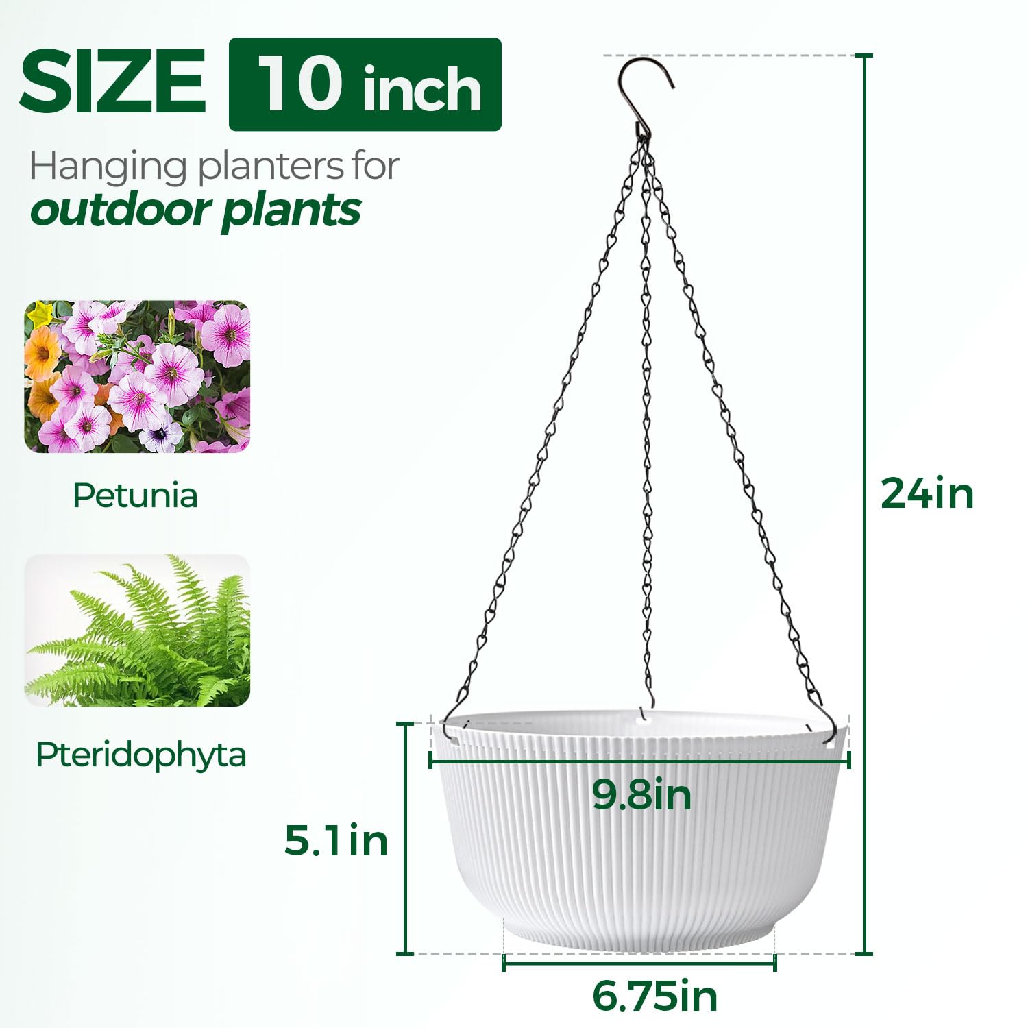 T4U Pots Suspendus pour Plantes 25 cm Lot de 2 avec Drainage