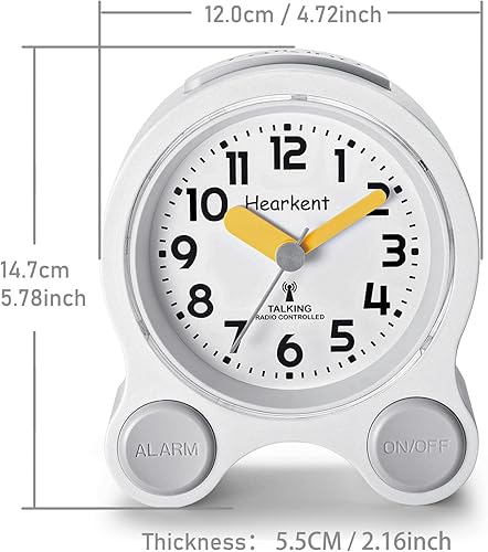 Miniatura 7 de Reloj parlante atómico, 5 juegos de alarmas separadas, habla inglesa, agradable, masculino o femenino, conmutable (todo negro)