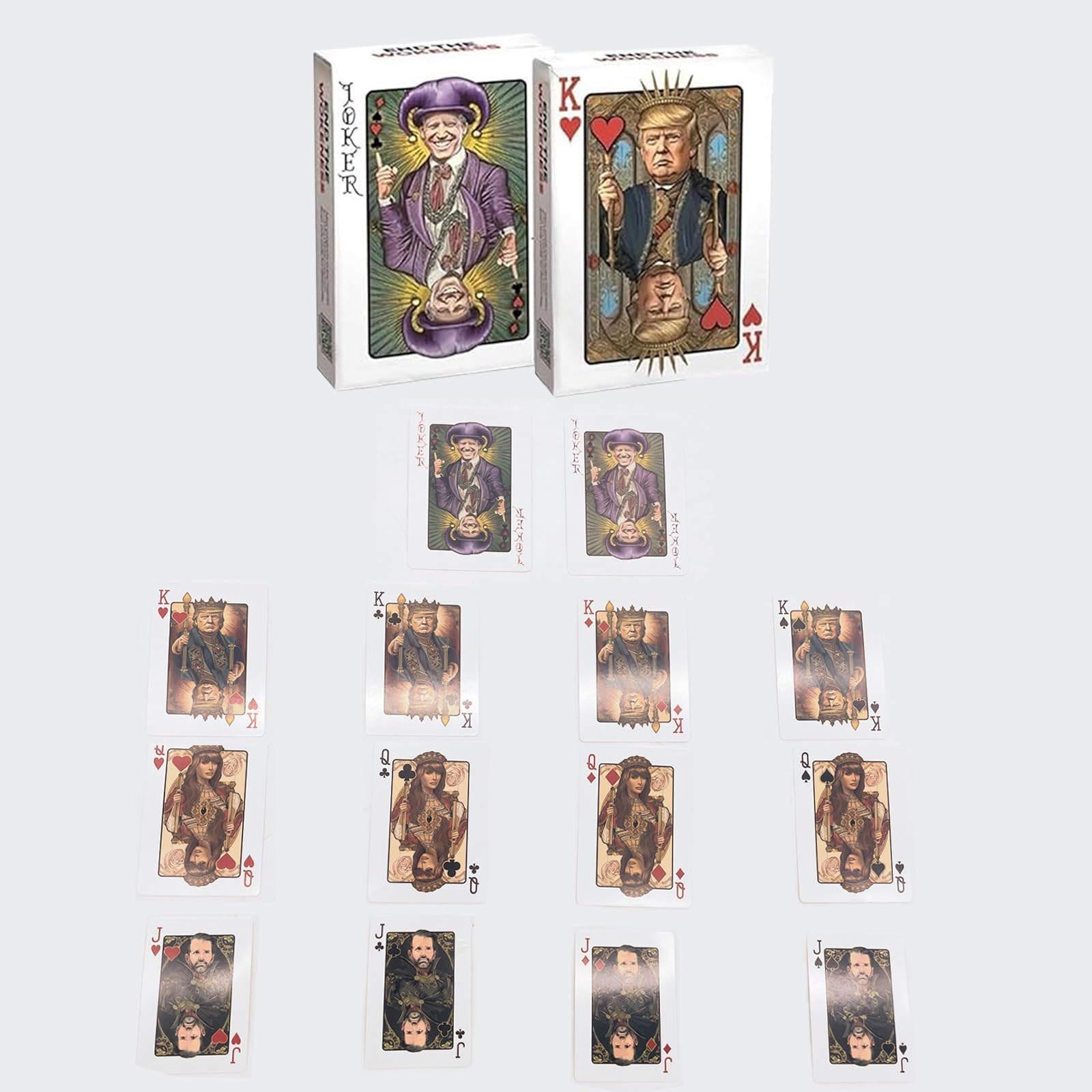 Trump Playing Cards๏ผTrump Family Poker Playing Cards Include Trump,Melania,Trump Jr. and Biden Joker๏ผFun Trump Poker Cards
