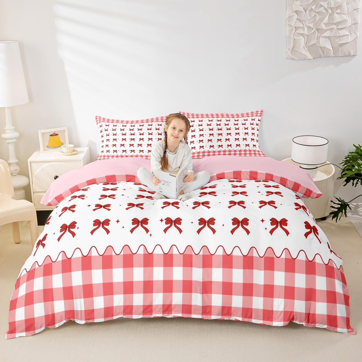 Housse de couette très grand lit Manfei quadrillée pour rafraîchir une décoration de chambre mixte