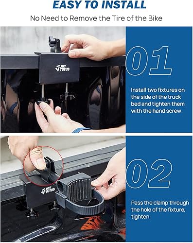 Miniatura 5 de JOYTUTUS Soporte de bicicleta para cama de camión, portabicicletas para cama de camioneta, no quitar neumáticos, soporte de bicicleta anti-tambaleo,
