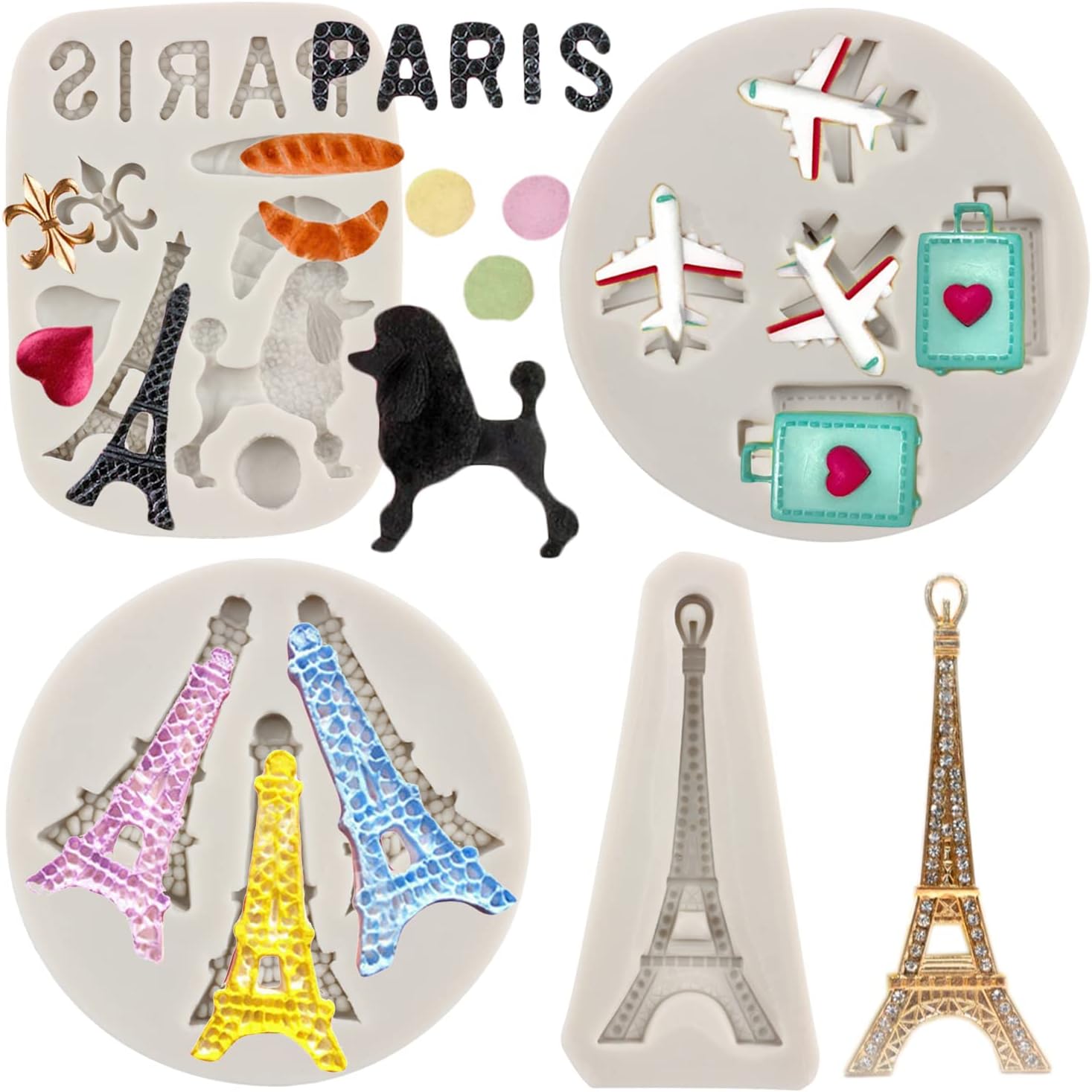2Pcs/Set Mini Size I Love Paris Fondant Molds, Eiffel Tower