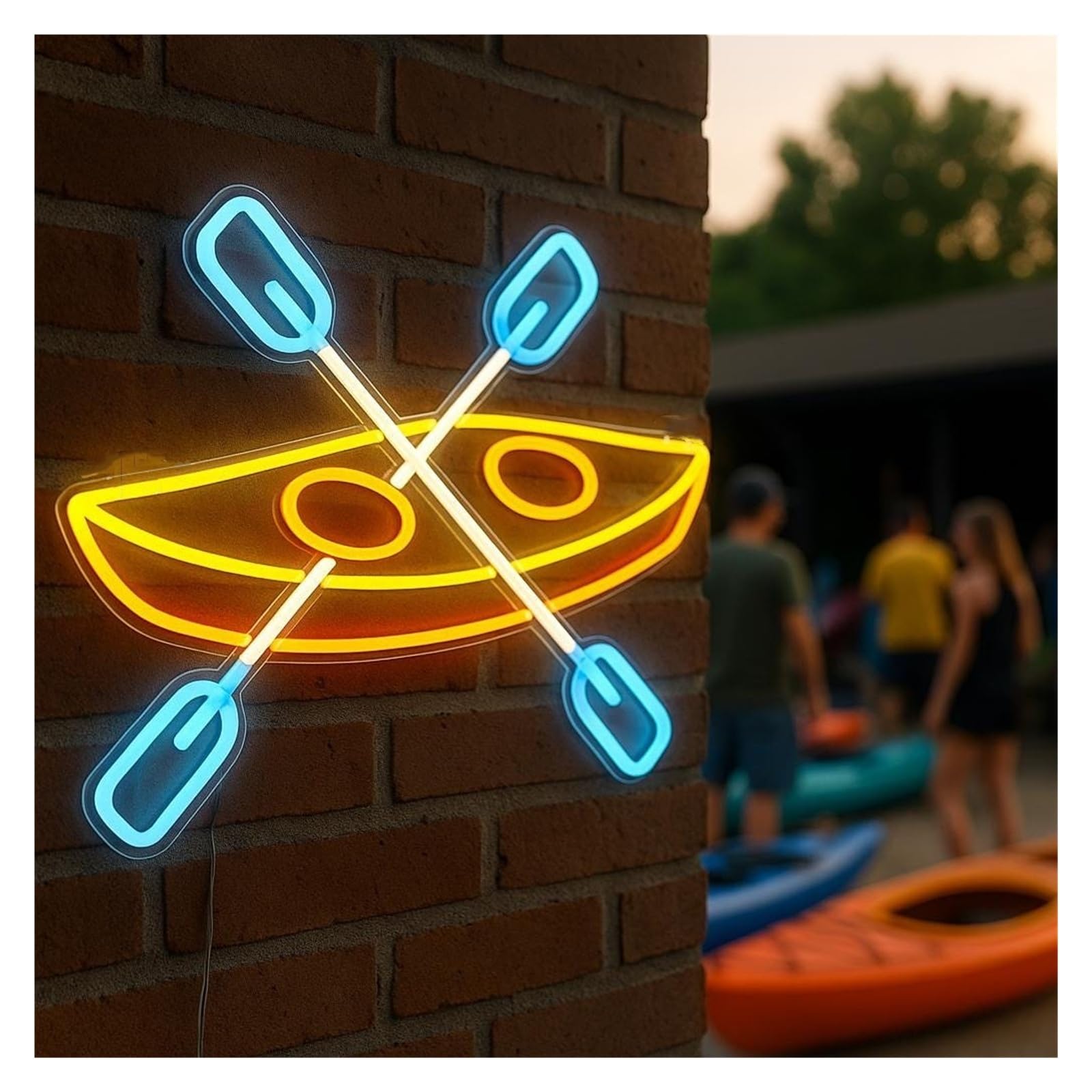 Shouxi C Sign Lamp Kayak Neon Sign Water Sport Anoe For Gameroom Bedroom Bar Livingroom Birthday Party Wall Decoration 51Cm