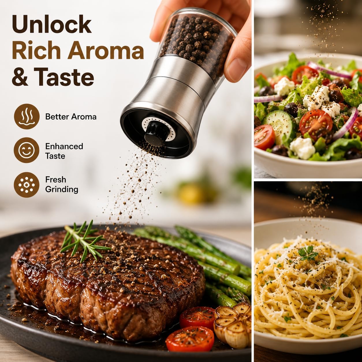 VILON Stainless Steel Spice Mill (200ml) – Adjustable Ceramic Grinder Salt or Pepper Mill Shaker, Pack of 1 — Amazon image 8