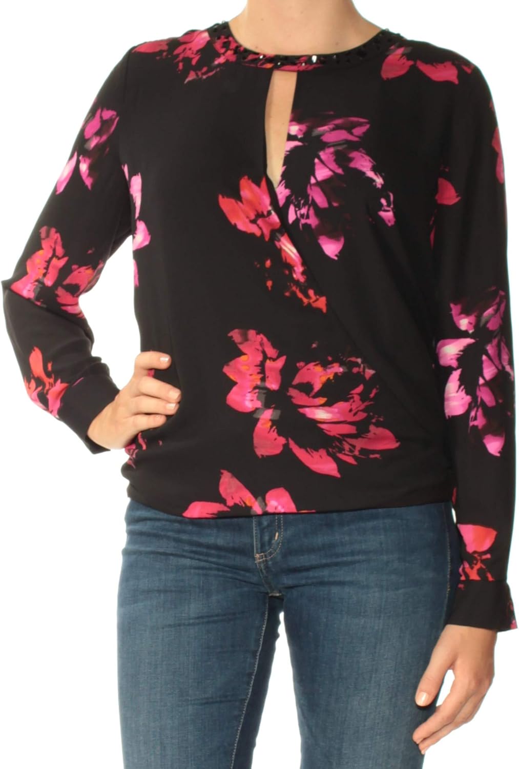 Vince Camuto Women's Long Sleeve Wrap Front Blouse Red Size X-Small main image 1