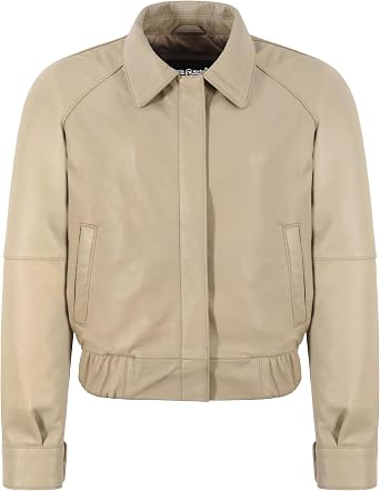 Womens Baggy Fit Oversized Pebble Grain Leather Jacket Short Body Style Jacket 5575