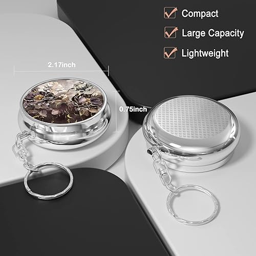 Miniatura 2 de Howfateam Pastillero, lindo pastillero de viaje para bolso, pastillero de bolsillo, dispensador organizador de píldoras de metal, pequeño contenedor
