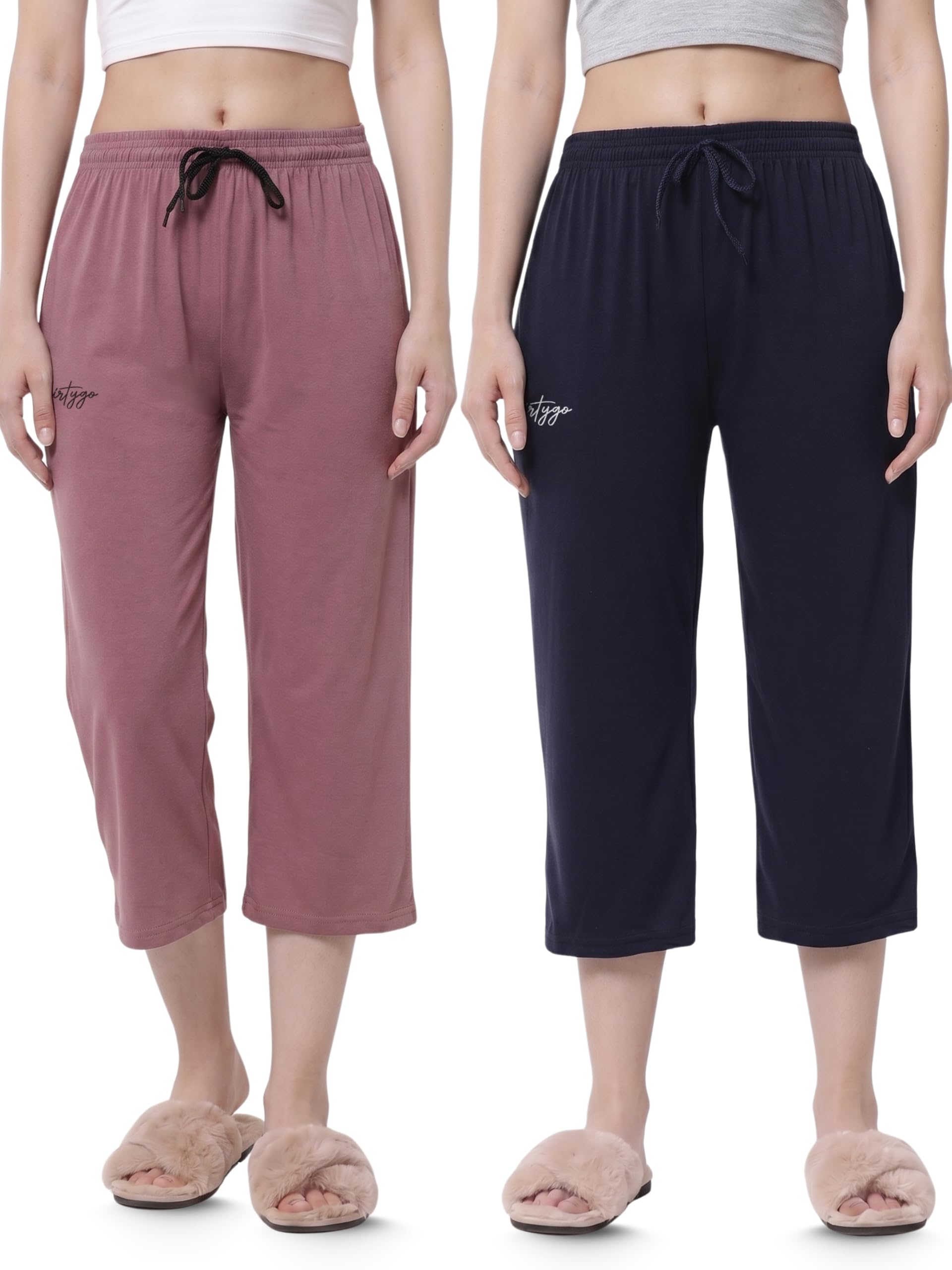 Women's Cotton Plain Calf Length Capri | Nightwear Capri | 3/4th Solid Pyjama Pant | Casual wear & Lounge Wear Capri Combo (Pack of 2)-image-36