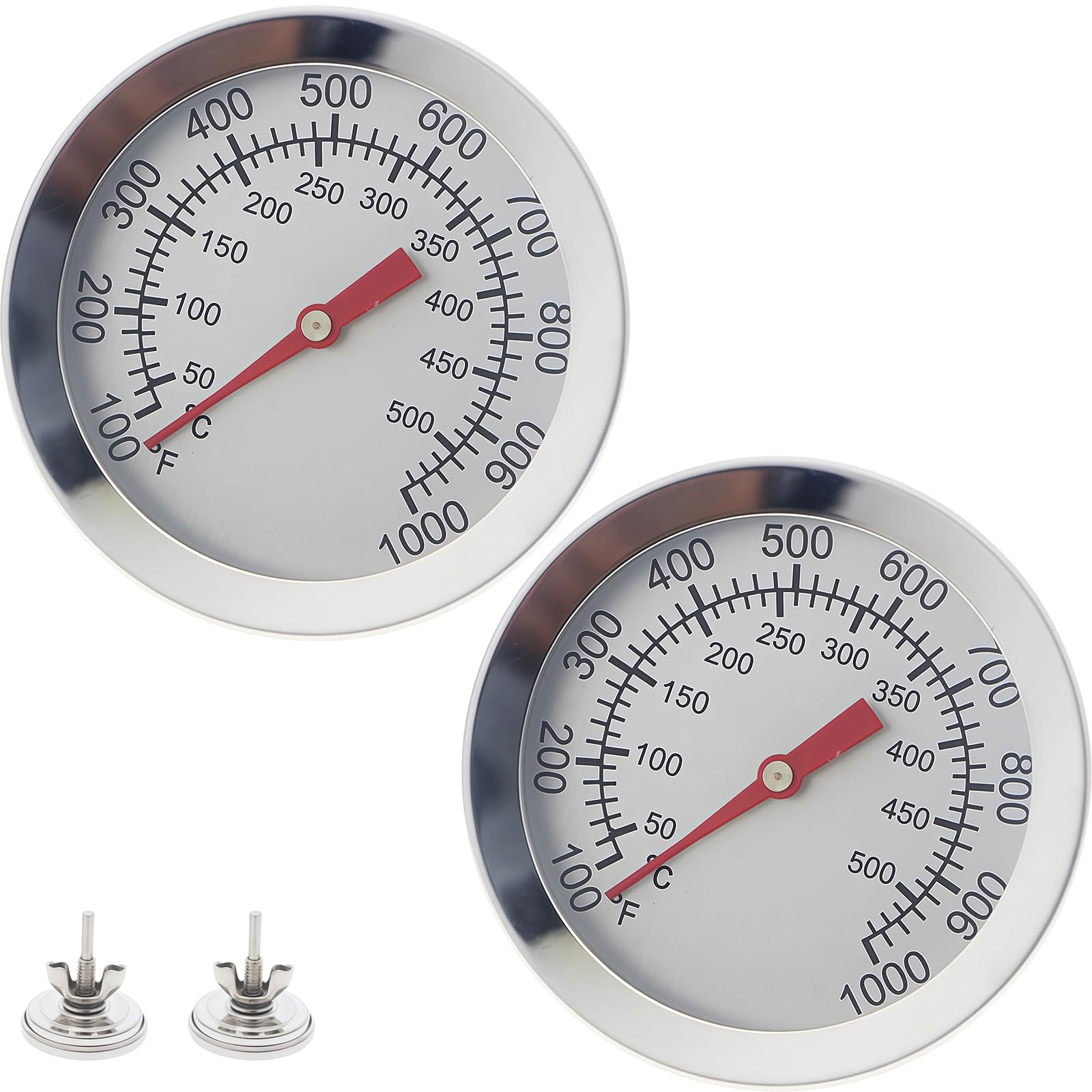 Buxuaaaa Practical Nonrust Steel Bimetallic Thermometers Heat Ideal for Home BBQ and Camping Professional Grills Temperature Monitor