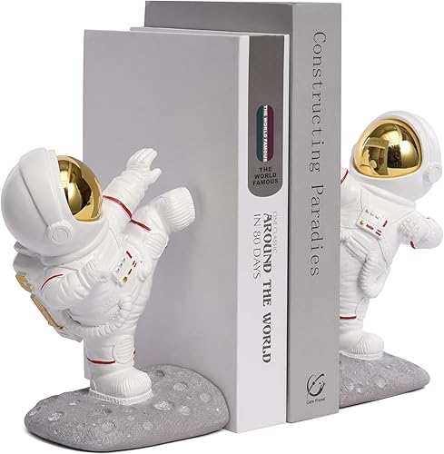 Miniatura 4 de Extremos de libros para estantes decorativos, tapón de estantería de astronauta mejorado, soportes de resina para libros, sujetalibros resistentes