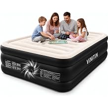 Queen Air Mattress with Built-in Pump, 16" Elevated Inflatable Bed for Home & Guests, Self-Inflating Blow Up Mattress with Flocked Top & Storage Bag, Max 660lb Weight