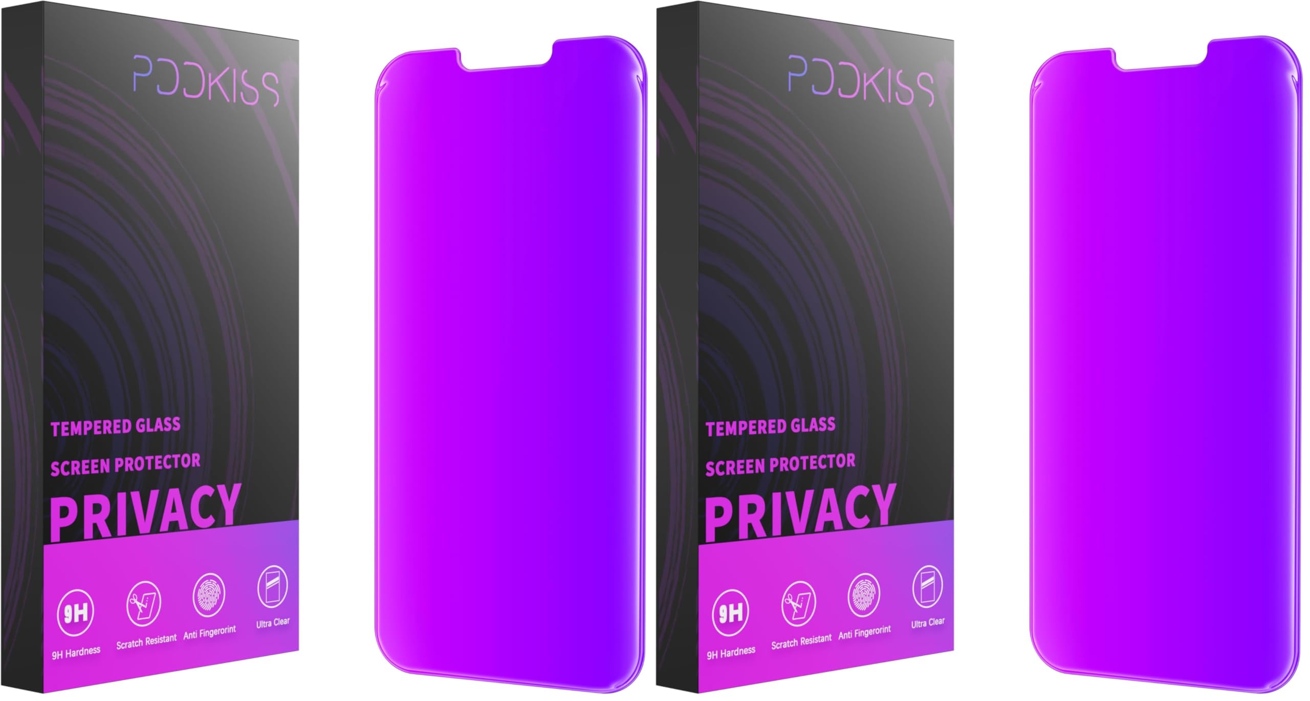 PAPIKISS Compatible for iPhone 13/iPhone 14/iPhone 13 Pro Privacy Screen Protector 6.1 inch Display, Gradient Colorful Anti Spy Blue Light HD Tempered Glass Easy Installation (Pack of 2)