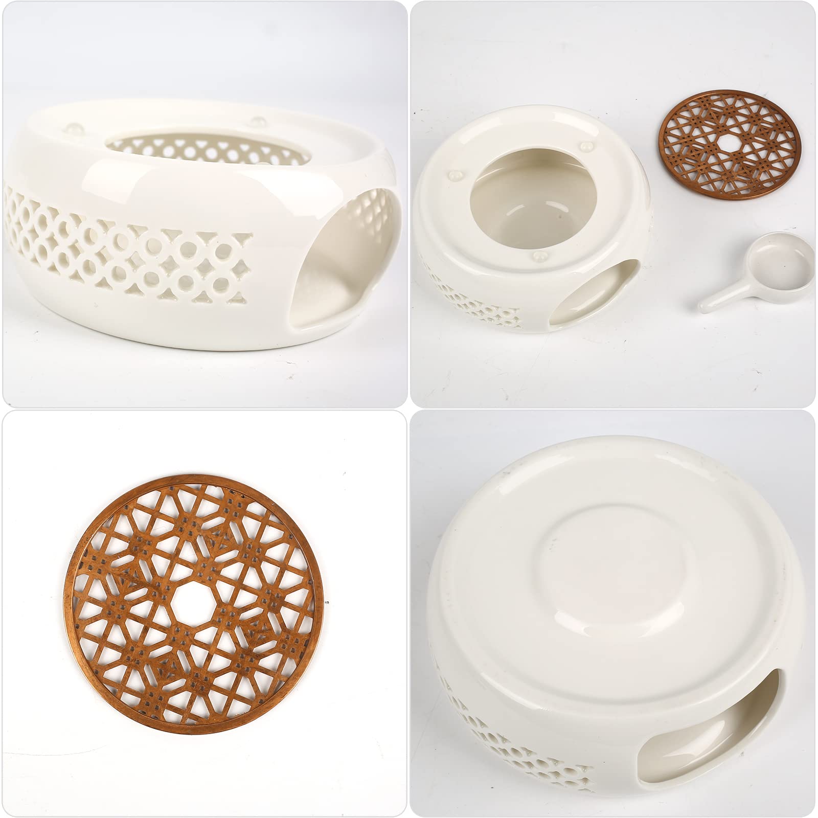 Chauffe-théière En Céramique - Socle Chauffant Avec Bougie, Coussin Inclus | Pour Thé, Lait, Boissons Chaudes, Ambiance