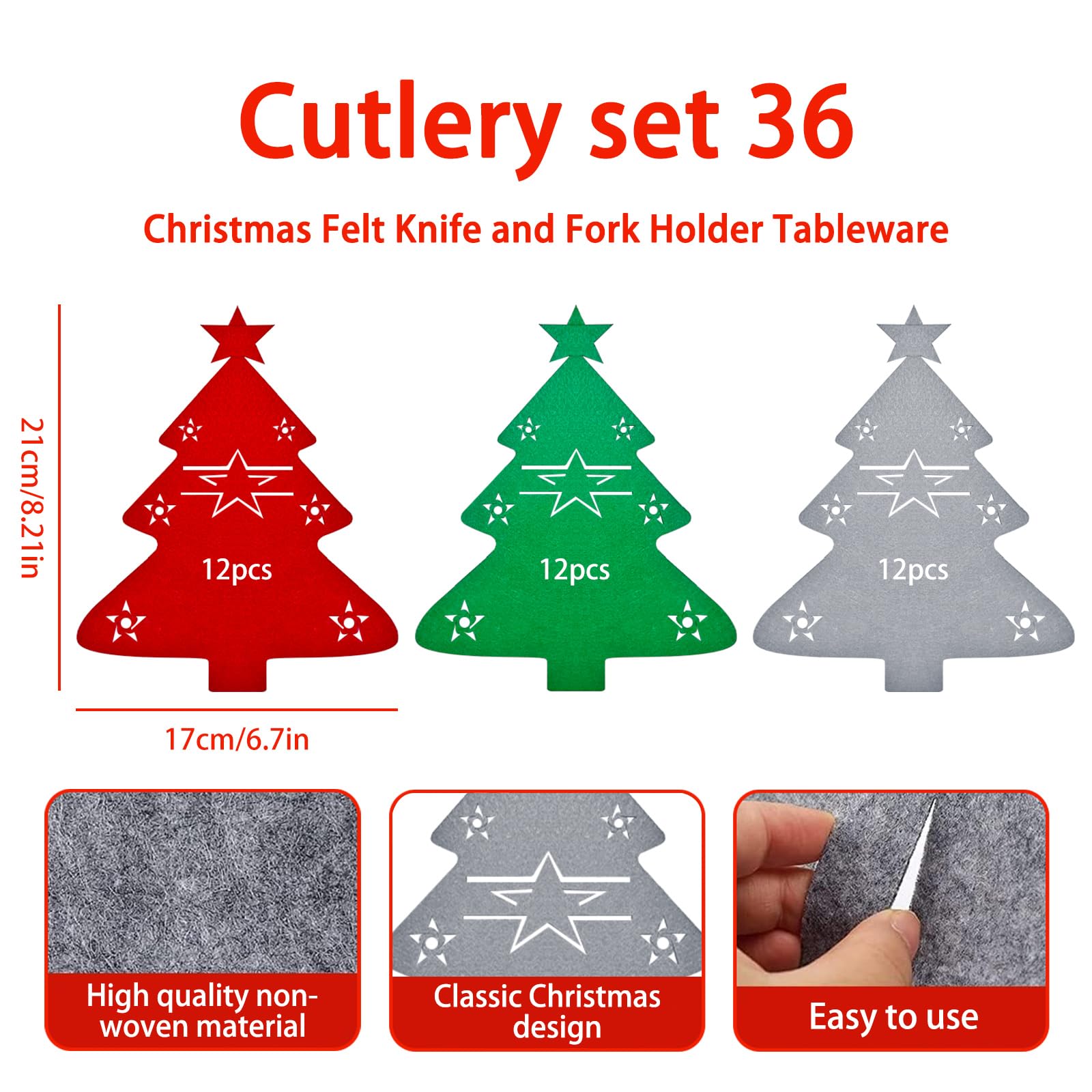 Weihnachten Bestecktasche 36 Stück Weihnachtsbaum Besteckhalter Weihnachts