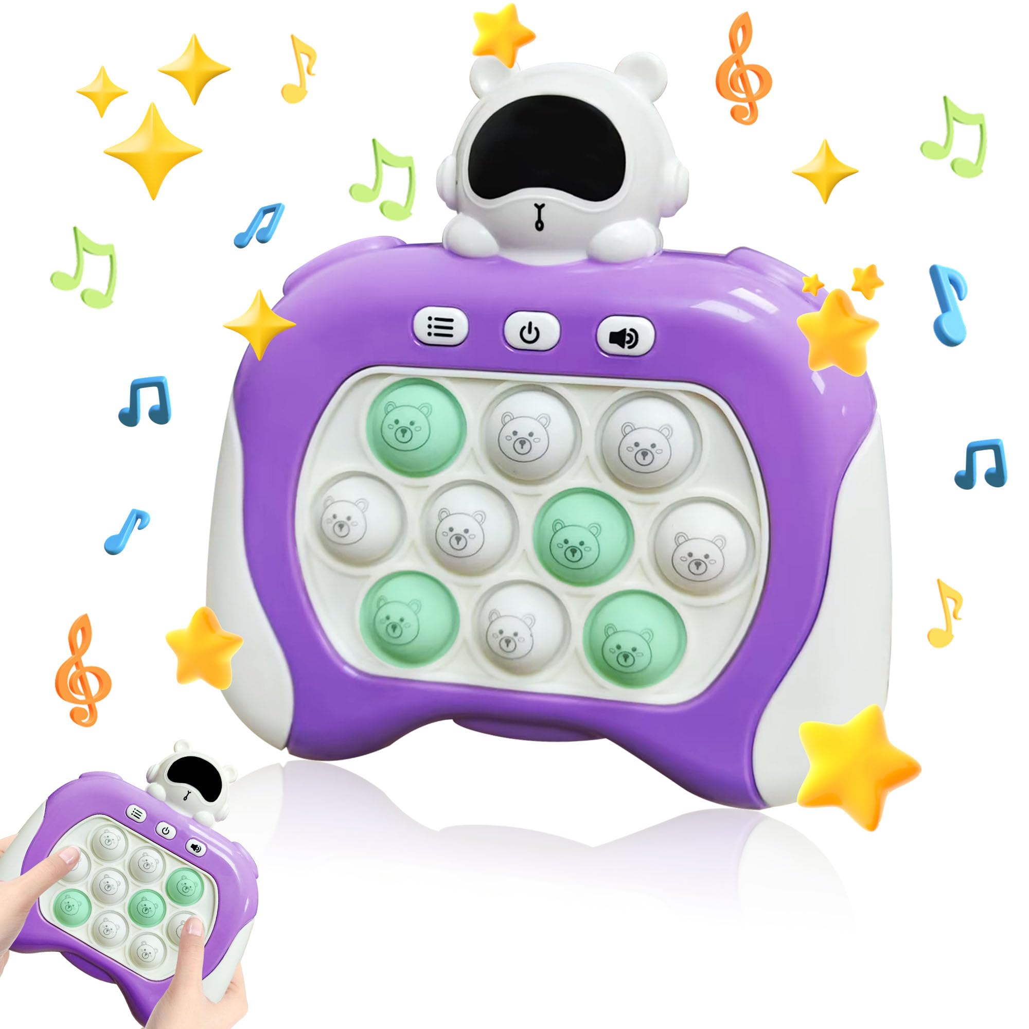 Photo 1 of BUNDLE OF 2 karsiqi Fast Push Bubble Game, Handheld Sensory Toy Speed Push Game Whack A Mole Decompression Toy Press Sensory Game, Perfect for Kids to Exercise Their Thinking Ability and Reaction Speed (Purple)