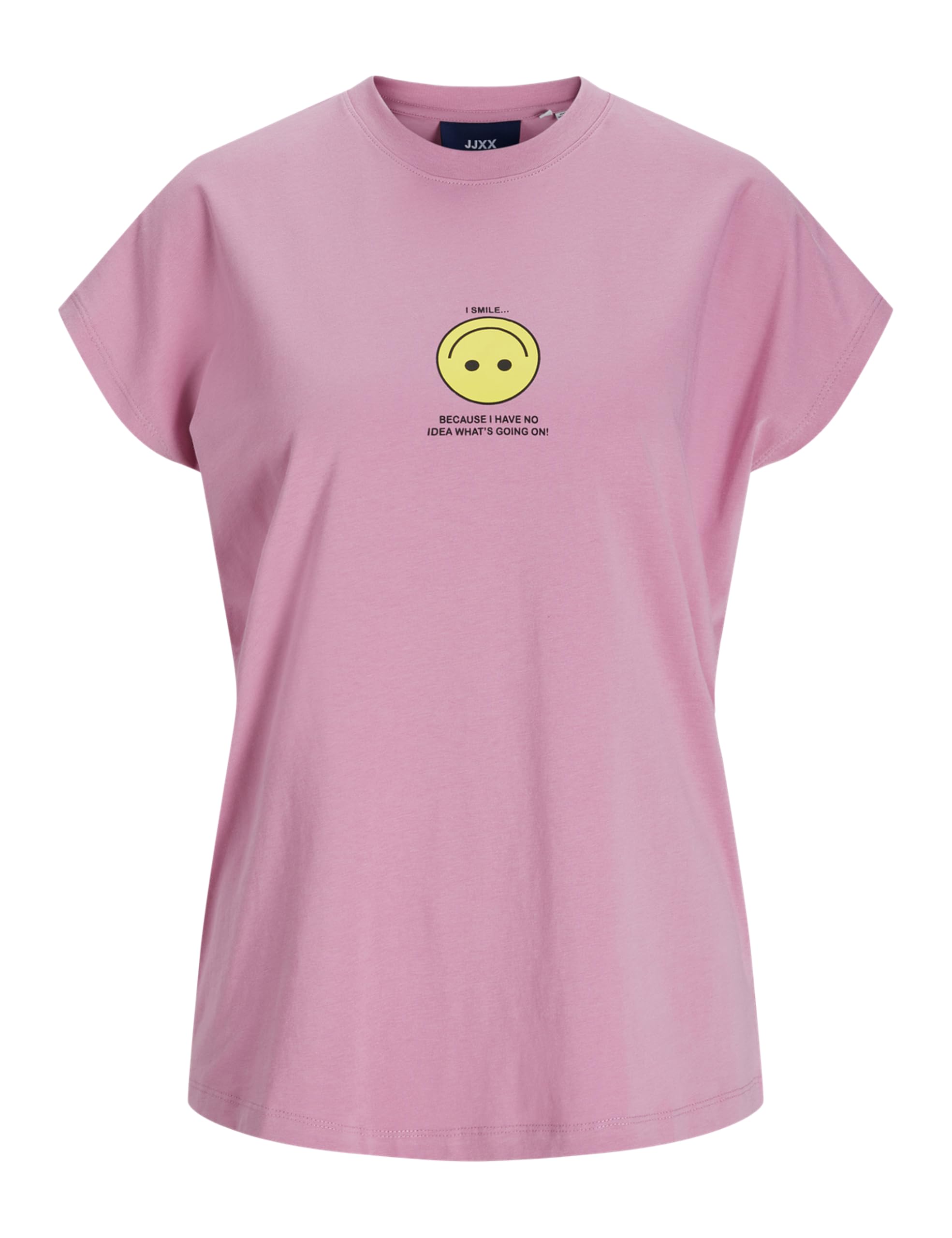 Jack&Jones JXASTRID SL Boxy Print Tee JRS, Moonlite Mauve/Print: Yellow Smiley, XS