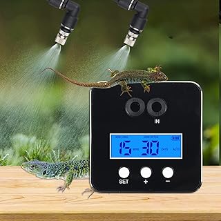 FRANKEVER Fogger Reptile Humidifiers Plant Mister with Timer,Reptile Terrarium Misting System 360° Adjustable Misting Nozzles,Crested Gecko Snake/Ball Python/Leopard Gecko Reptile Tank Accessories