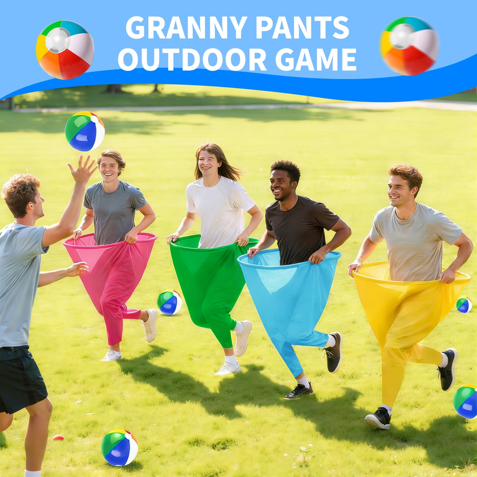 KEAGAN Granny Pants - Gioco da giardino, con 4 pantaloni e 20 palline rimbalzanti, pantaloni per nonna, gioco all'aperto divertente riunione di famiglia e giochi da cortile per adulti per gruppi
