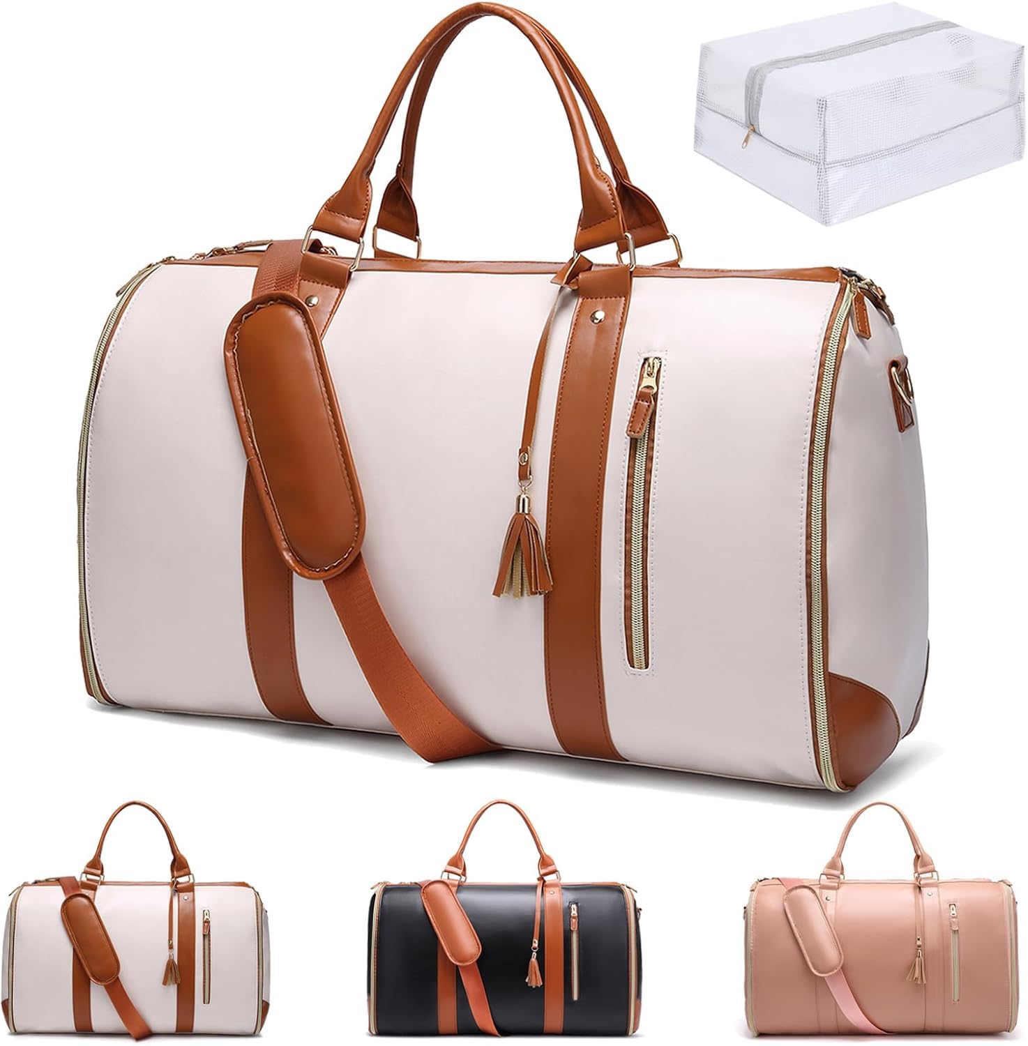 Virav Duffle Travel Bag, Garment Bags for Travel, Carry On Garment Bag, Large Capacity Multifunctional Storage Bag (Beige) Virav Duffle Travel Bag, Garment Bags for Travel, Carry On Garment Bag, Large Capacity Multifunctional Storage Bag (Beige)