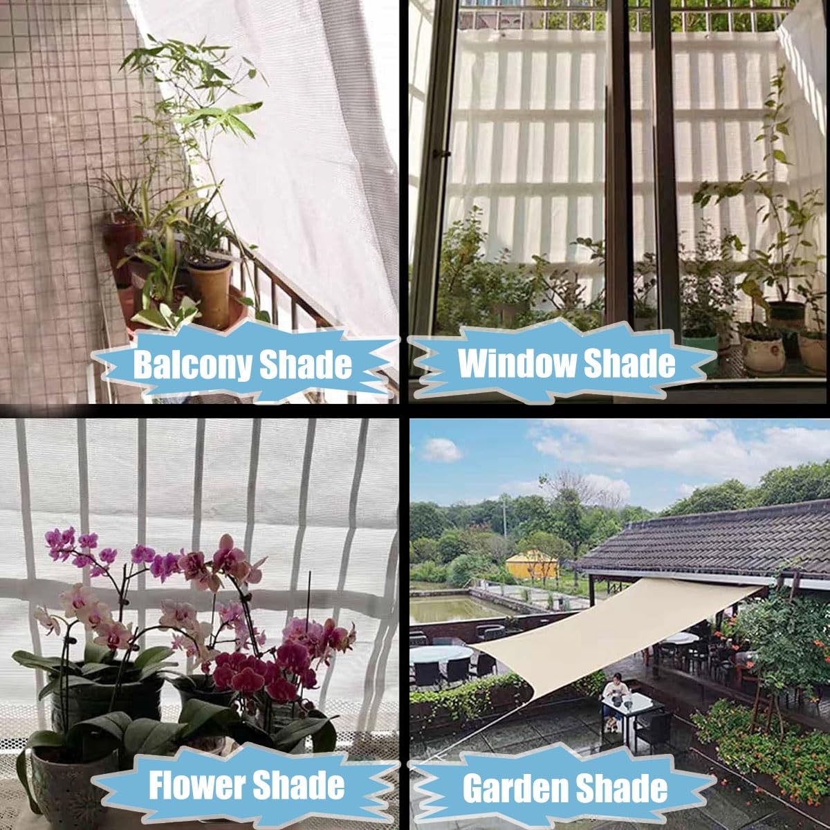 1m-15m Red de Sombra 50% Tela de Sombreo para Plantas, Blanco Malla Sombreo Exterior, Lona de Sombra para Porche, Pérgola, Patio, Plantas, Techo, Piscina, Gallinero(5x12m)