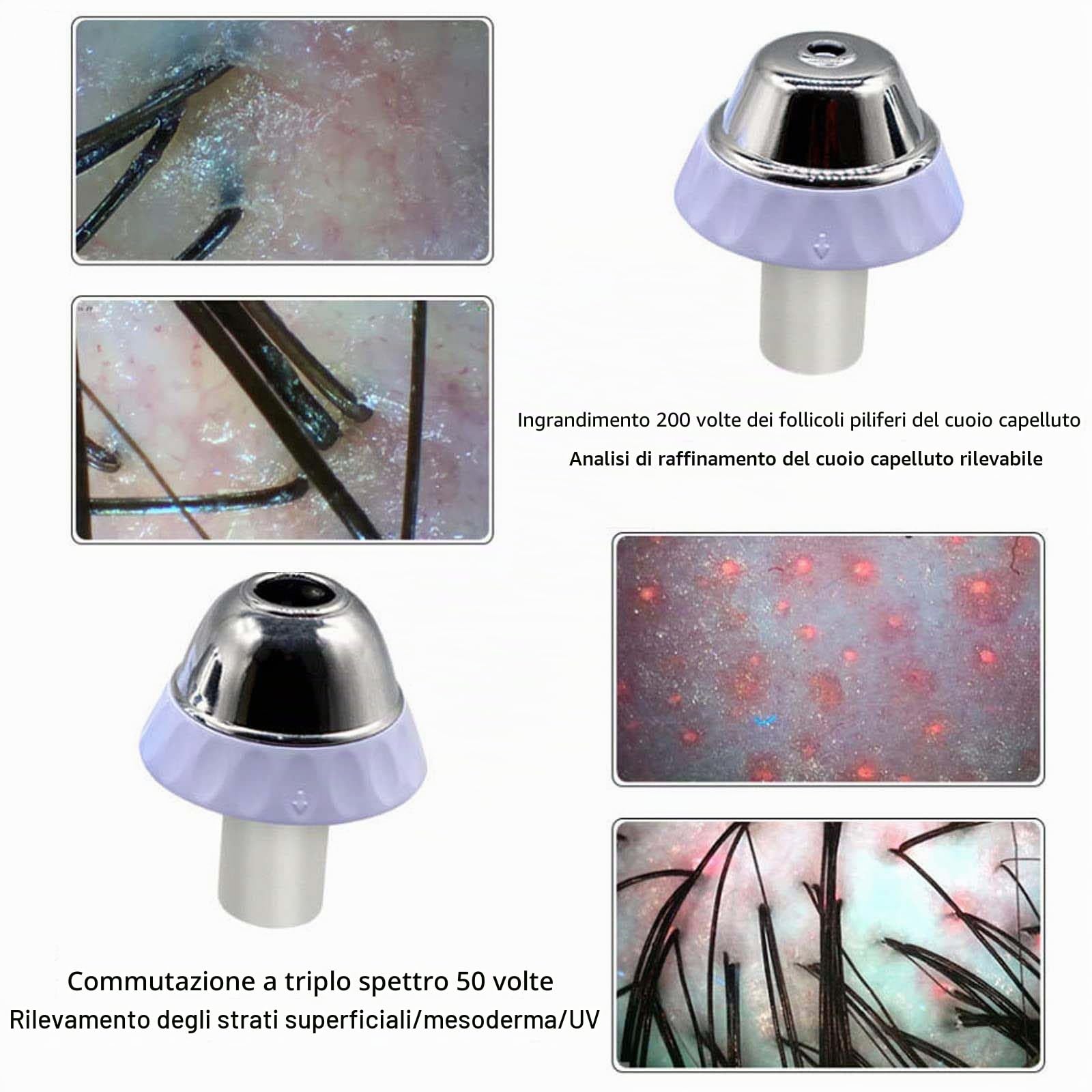 Analizzatore di capelli per diagnosi della pelle - Microscopio digitale da 28 cm per follicoli piliferi del cuoio capelluto e macchina per il rilevamento di capelli e pelle - Strumento per uso