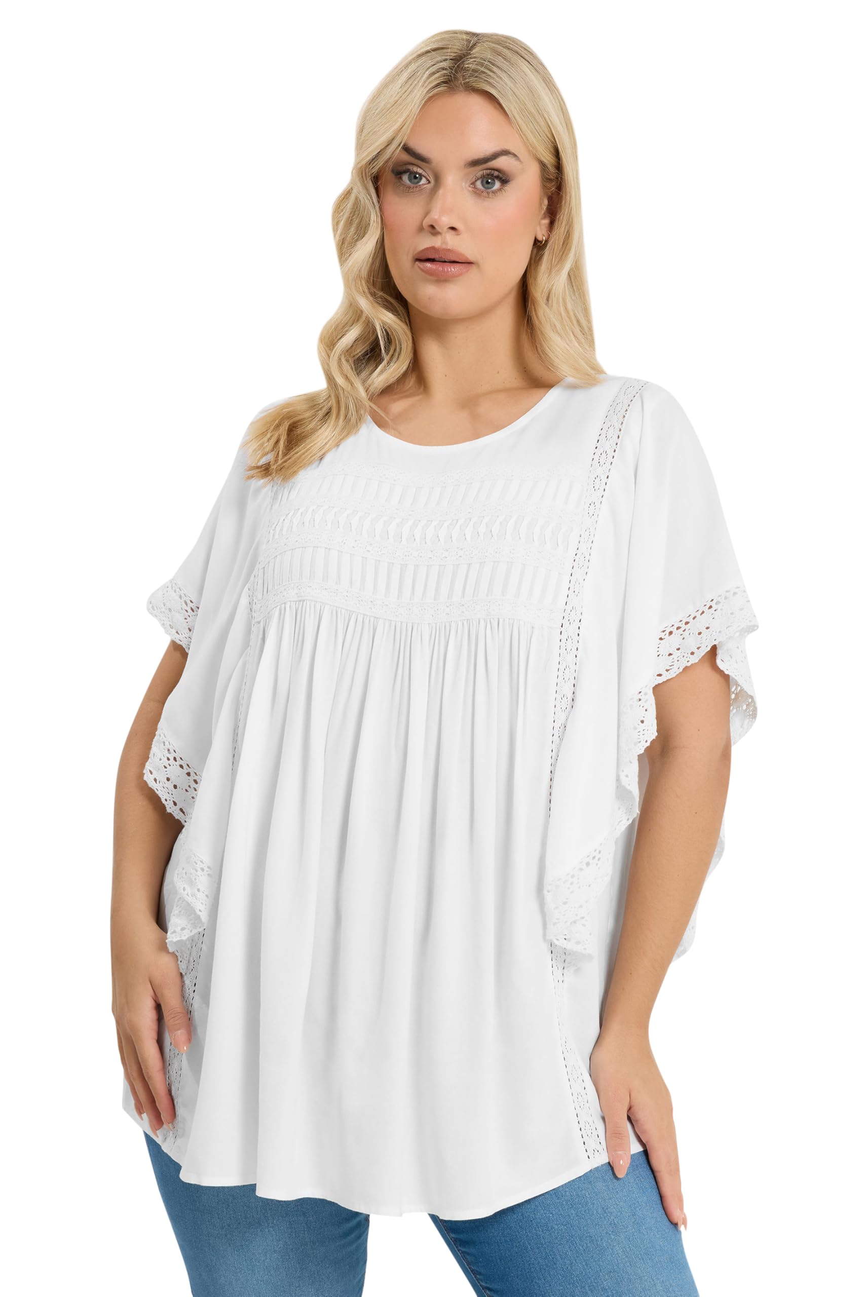 Yours Curve Embroidered Blouse - Women's - Plus Size Curve White