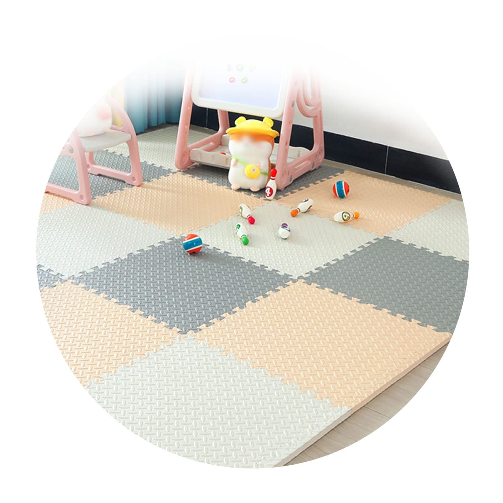 Interlocking EVA Foam Kids Baby Play Floor Mats, 1.2cm Thick Puzzle Playmat, Non Slip Fitness Floor Mats for Children's Play and Crawl (Color : D-9 pcs, Size : 60x60x1.2cm)