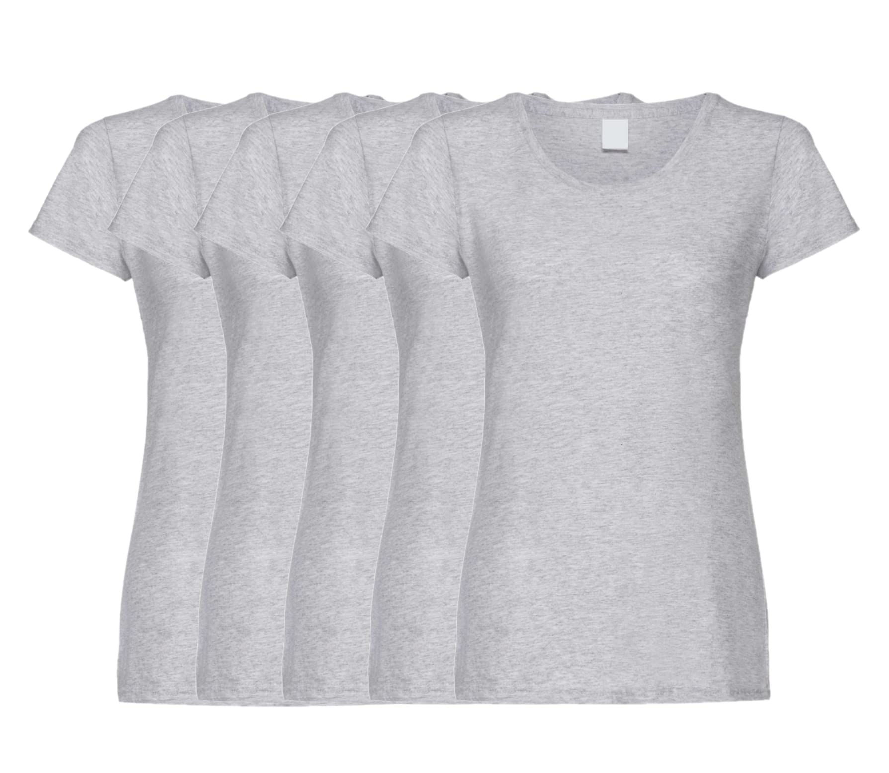 COOZO Ladies Original Pack of 5 Short Sleeve T-Shirts - Heather Grey - M