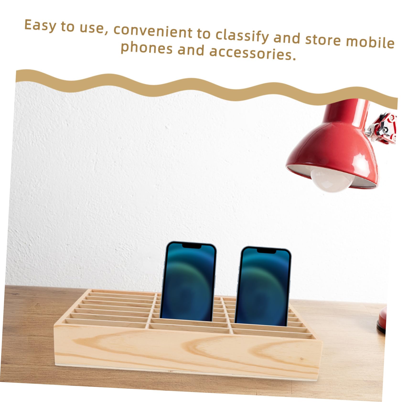 MAGICLULU Organizer da Scrivania in Legno Scomparti Multipli per Cellulare e Penne, Design Semplice e Funzionale per Scuola e Officina Riparazioni