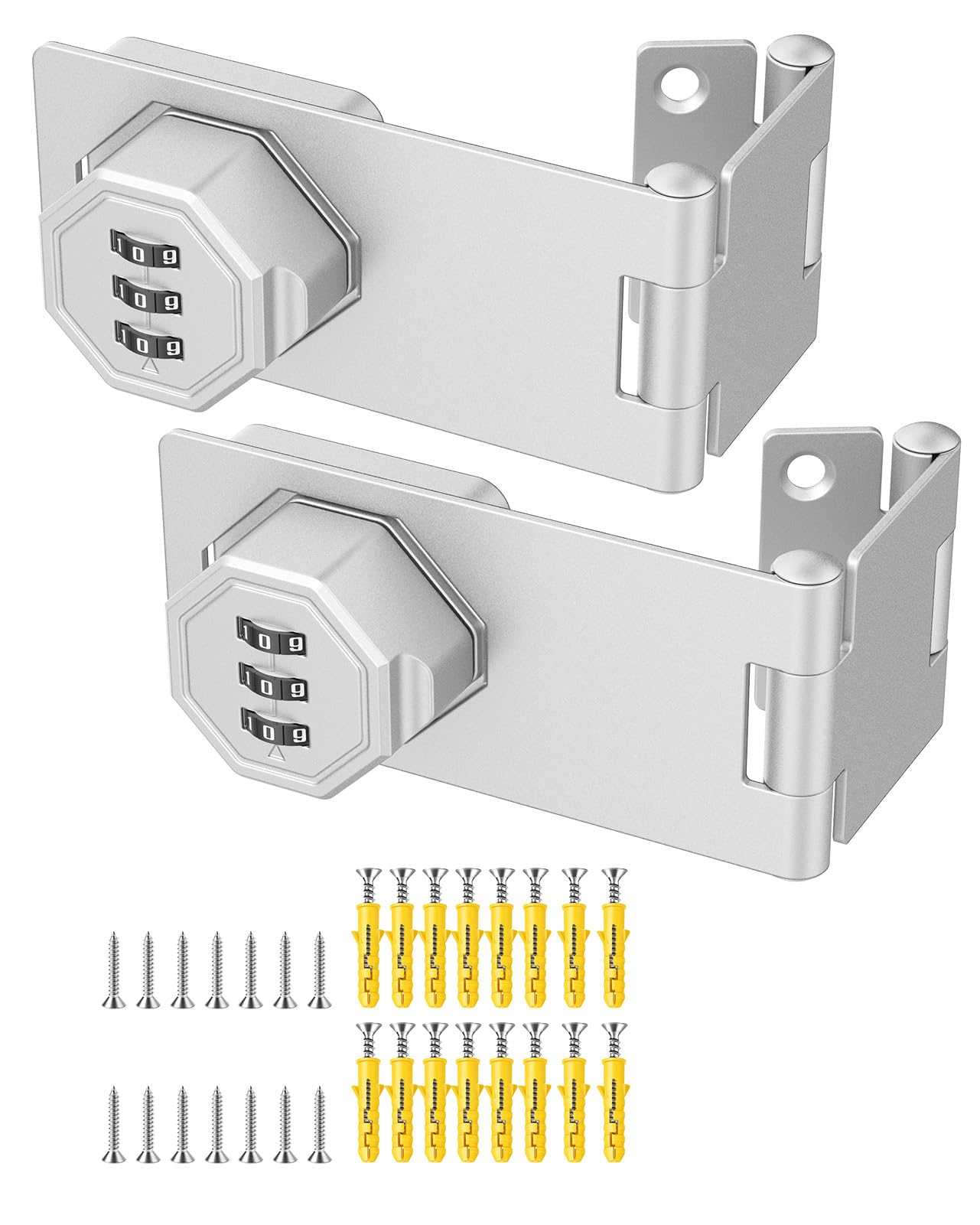 Schrankschloss mit Kombination, 90 Grad Bifold Aktenschranktürschloss, mechanisches schlüsselloses Passwort, Drehverschluss für Büro, Datei, Schreibtisch, Schublade, Schrank, Spind (2, Silber)