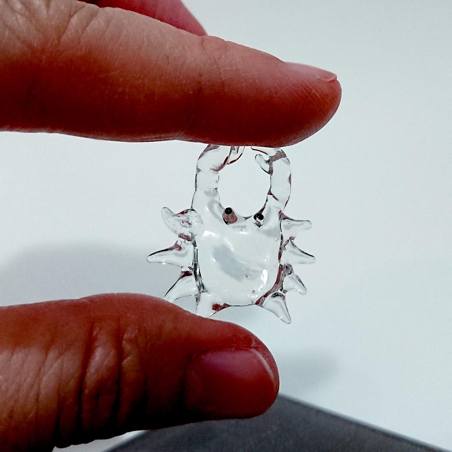 SansukjaiRare Crab Tiny Micro Figurine Hand Blown Clear Glass Art Animals Collectible Gift Home Décor (Clear V1)