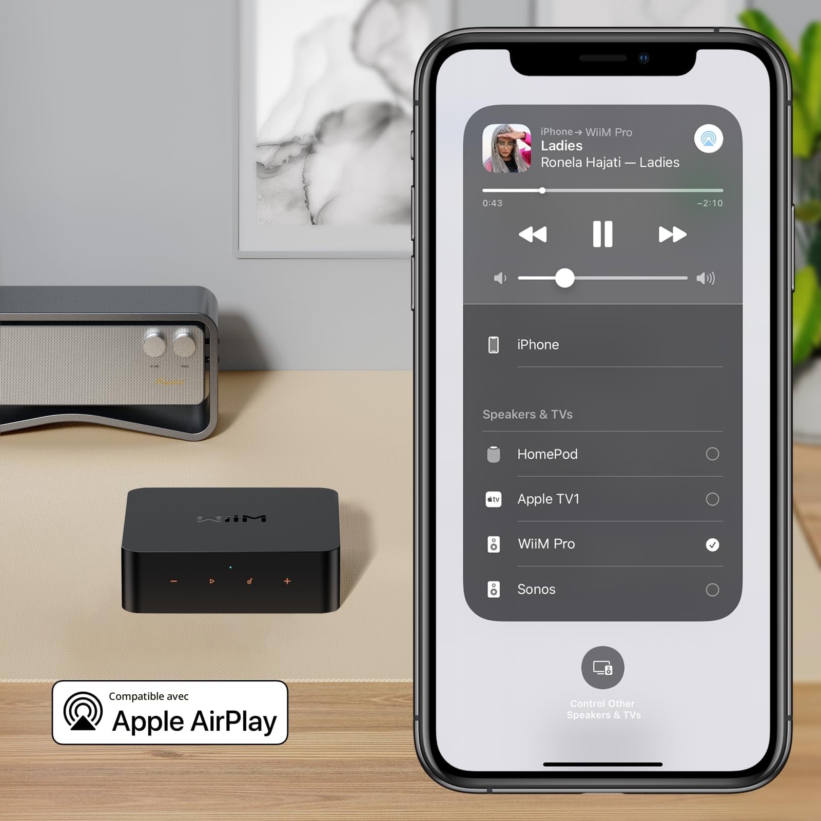 WiiM Pro Récepteur AirPlay 2, Google Cast Audio, Streamer Multi-pièces WiFi, Compatible avec Alexa, Siri et Google Assistant, Diffusion Audio Haute résolution à partir de Spotify, Amazon Music, Tidal