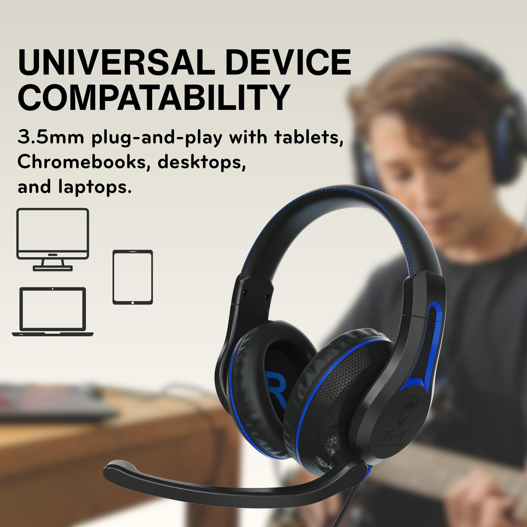 Ultra Durable Pro, TW210 (2. Generation) | Premium Over-Ear-Headset mit geräuschreduzierendem Mikrofon (3,5-mm-Klinke)