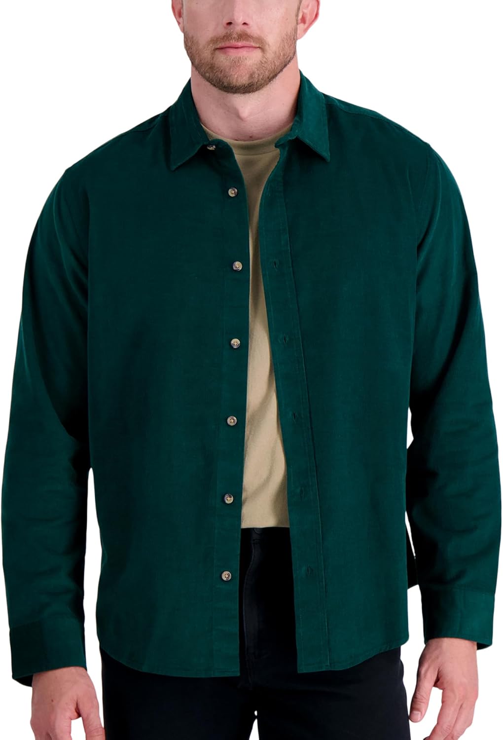 Haggar Mens Long Sleeve Casual Corduroy Button Down Shirt