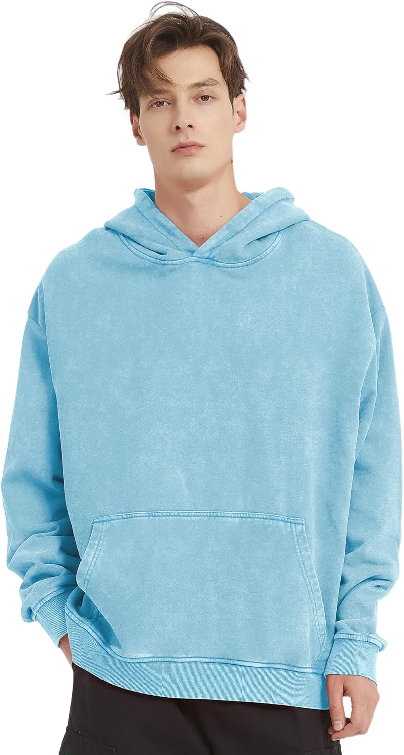 FAIABLE Mens Women Oversized Acid Wash Hoodie Unisex Cotton Heavyweight Sweatshirt Vintage Terry Hoodies Tops 2026 - Image 2